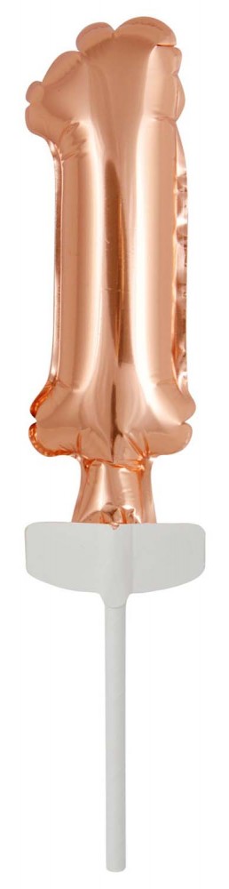 Nummer Rosegoldene Folienballon Nummer 1 für Kuchen 13 cm