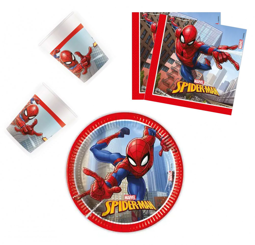 Spiderman Crime Fighter Partykit mit 36 Stück und 20 cm Teller