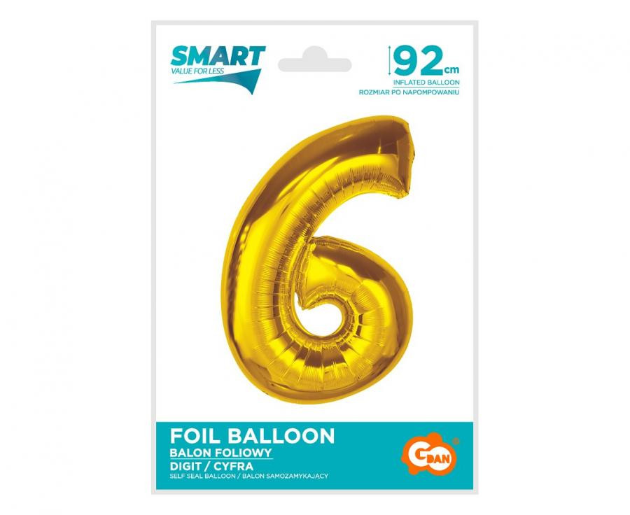 Nummer Gold Goldene Nummer 6 Folienballon 92 cm