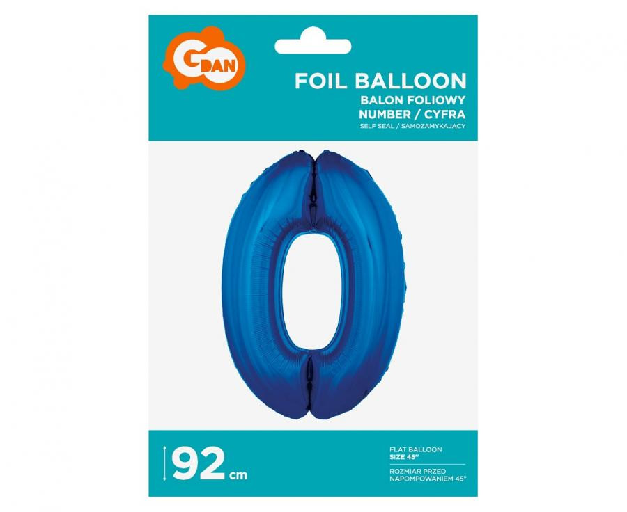 Nummer B&C Blue Blaue Nummer 0 Folienballon 92 cm