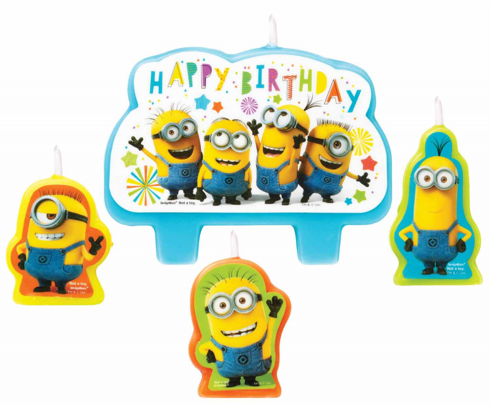 Minions Mini-Kuchenkerze, Kerzenset 4 Stk
