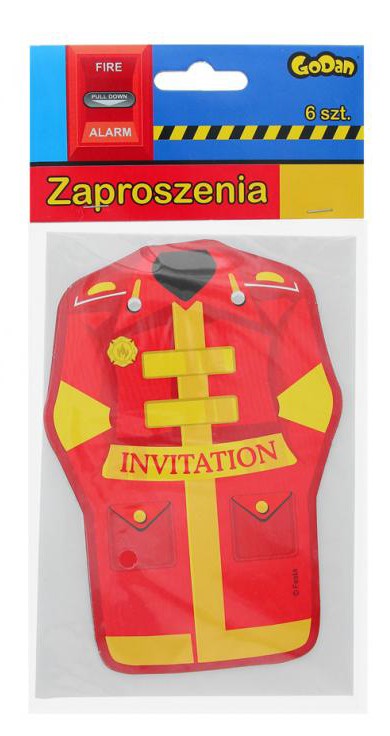 Feuerwehrmann Fire Brigade gelbe Einladung 6 Stück