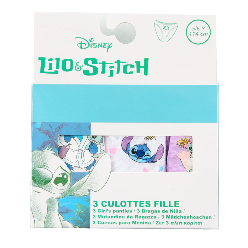 Disney Lilo und Stitch Bathing Kinderunterwäsche, Höschen 3 Stück/Packung 6 - 8 Jahre / 116 - 128 cm
