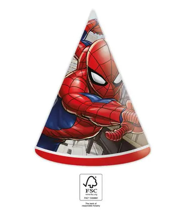 Spiderman Crime Fighter Partyhut, Dreispitz 6 Stk FSC