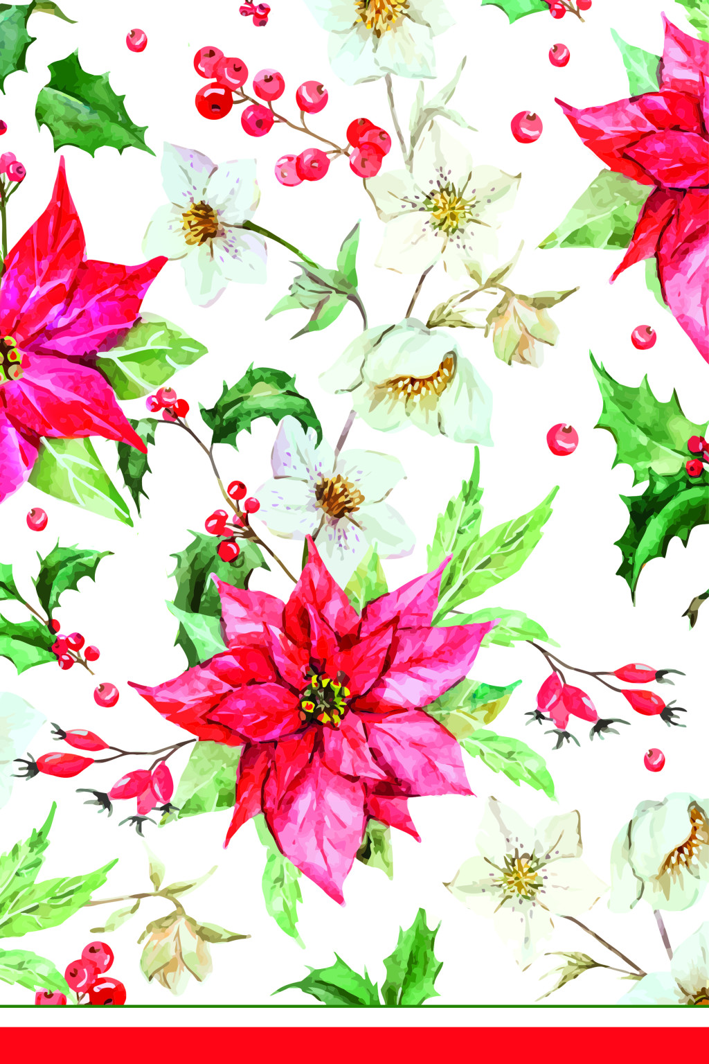 Weihnachten Poinsettia Papier Tischdecke 120x180 cm