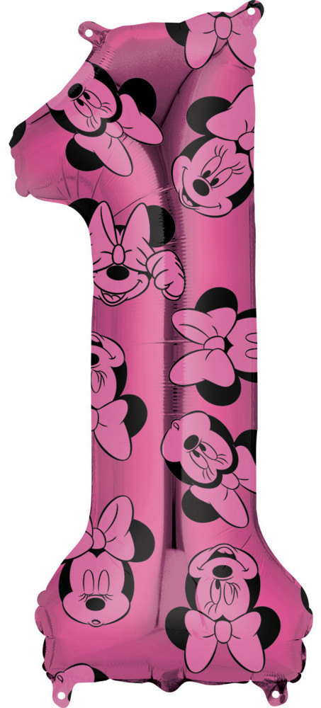 Disney Minnie  Pink Folienballon Nummer 1, 66 cm Disney Minnie  Pink Folienballon Nummer 1, 66 cm