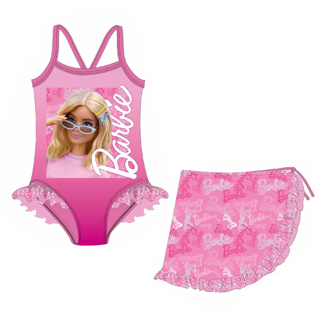 Barbie Style Kinder Badeanzug und Sarong Set 3-8 Jahre Barbie Style Kinder Badeanzug und Sarong Set 3-8 Jahre