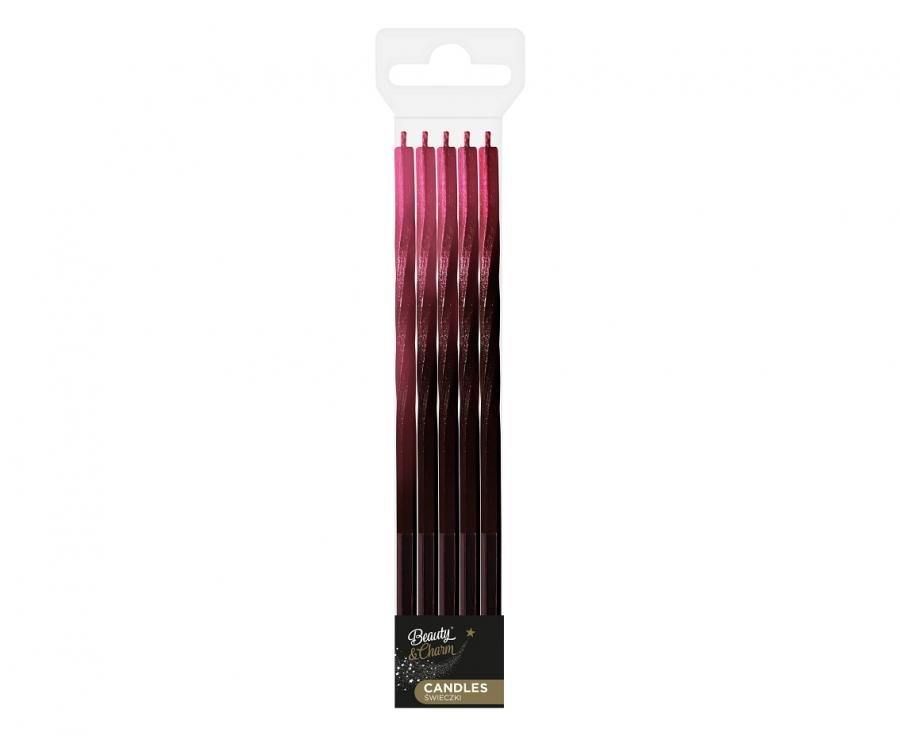 Farbe Ombre Rot-Schwarze Tortenkerze, Kerzenset 5 Stk