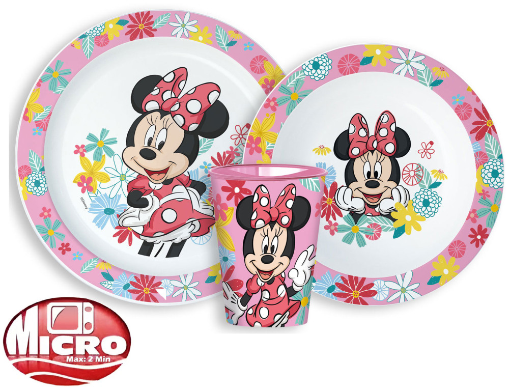 Disney Minnie  Spring Geschirr-Set, Mikro-Kunststoff-Set, Becher 260 ml