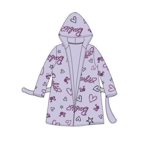 Barbie Love Kinderbademantel 4 - 10 Jahre / 104 - 140 cm
