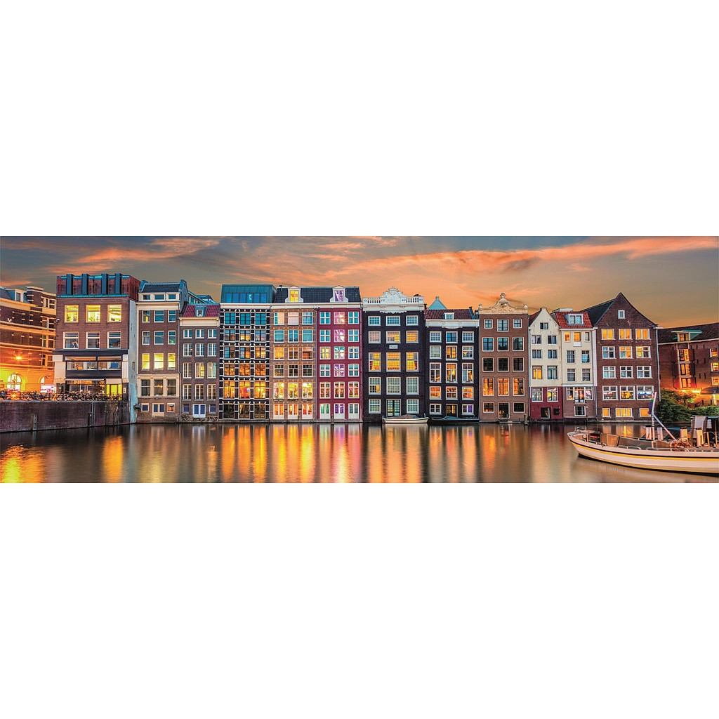 Städte Bright Amsterdam 1000 Stück Panorama Compact Puzzle Clementoni