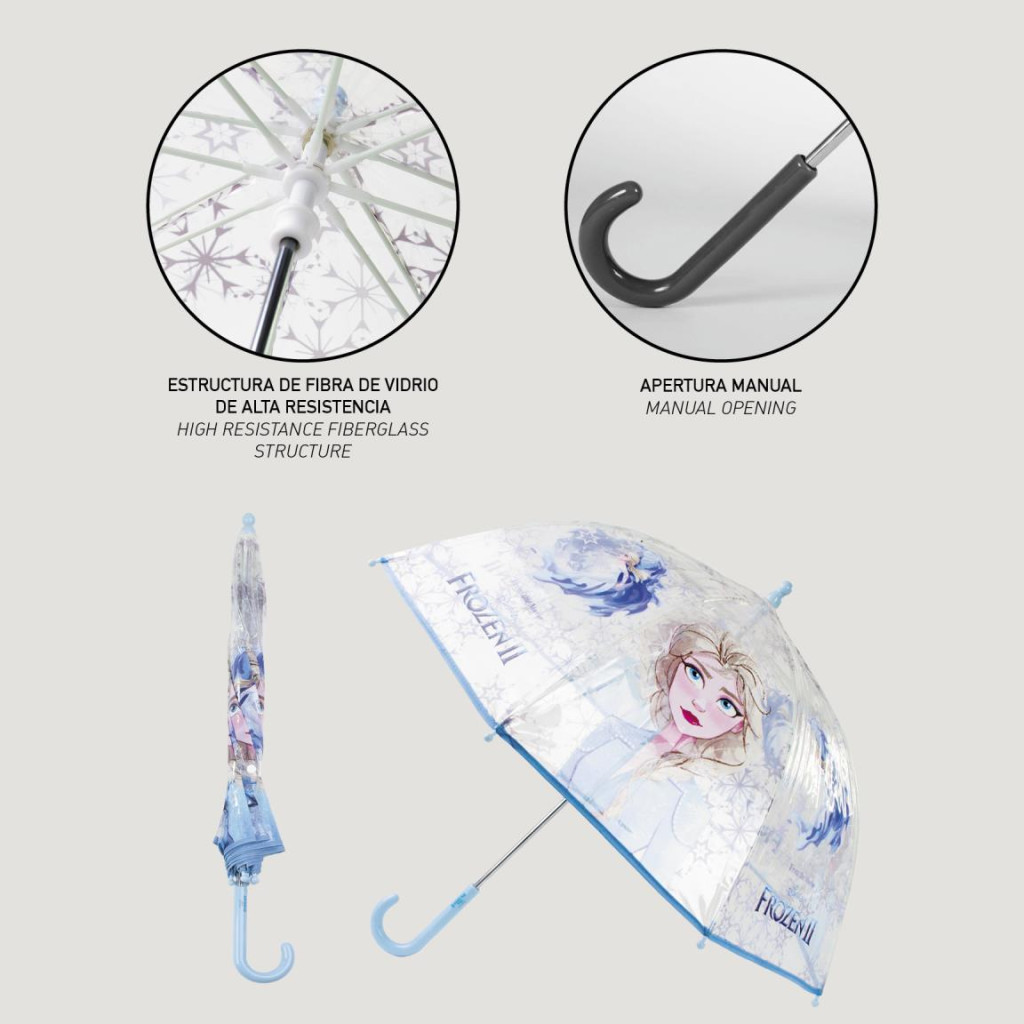 Disney Eiskönigin Ice Queen Kinder transparenter Regenschirm Ø71 cm