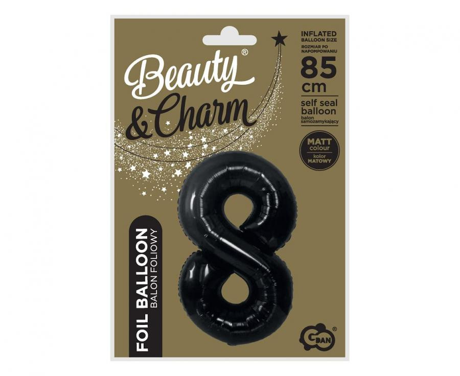 Nummer B&C Matt Black Schwarze Zahl 8 Folienballon 85 cm