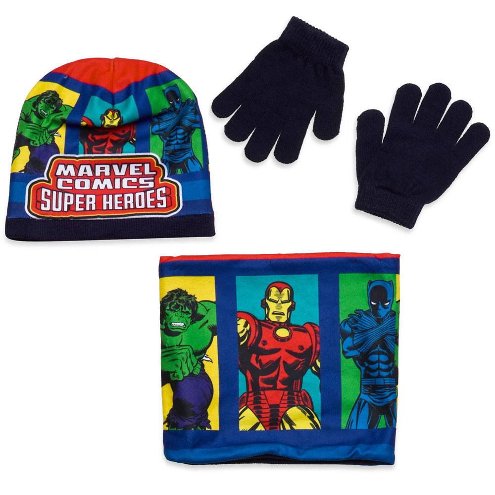 Avengers Kinder Hut + Snood + Handschuh Set