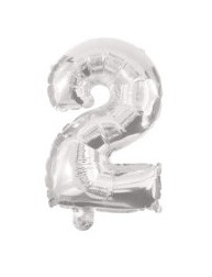 Nummer Silber Nummer 2 Folienballon 10 cm