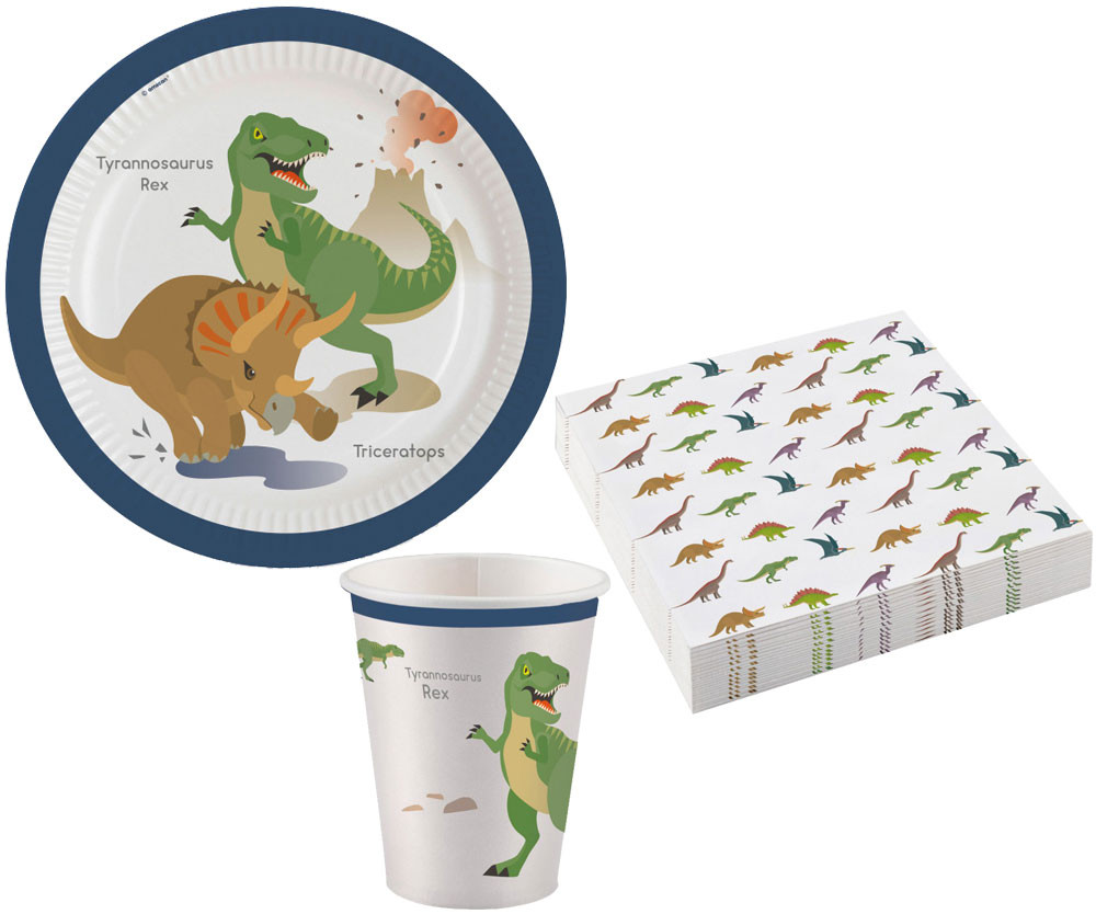 Dinosaurier Happy Party-Set mit 36 Stück und 23 cm Tellern