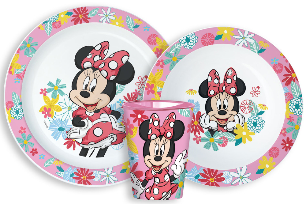 Disney Minnie  Spring Geschirr-Set, Mikro-Kunststoff-Set, Becher 260 ml