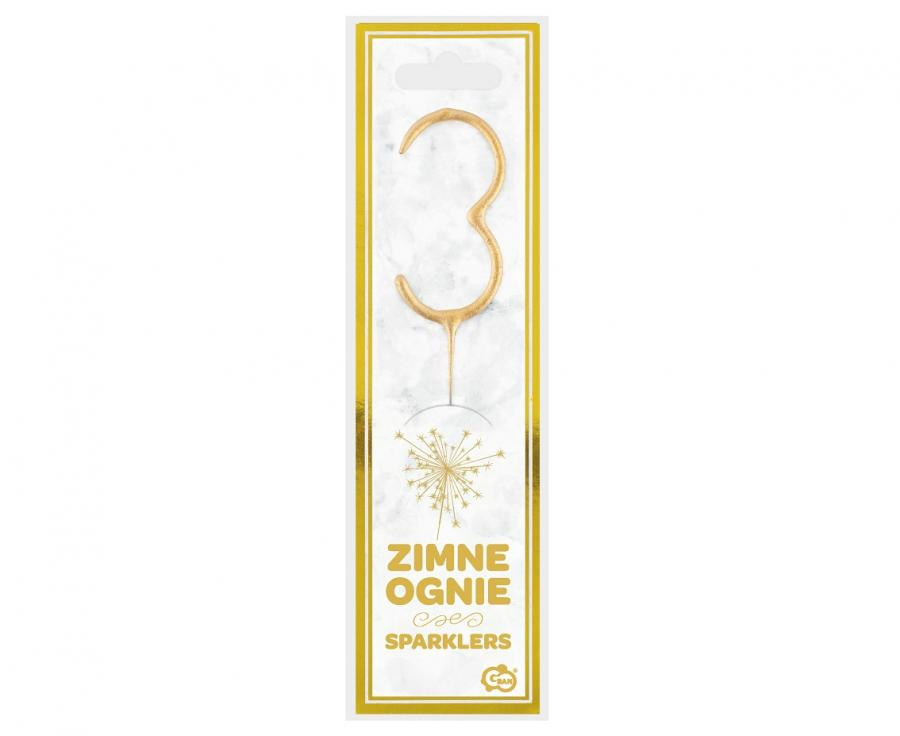 Nummer Gold Goldene Zahl 3 Wunderkerze 17 cm