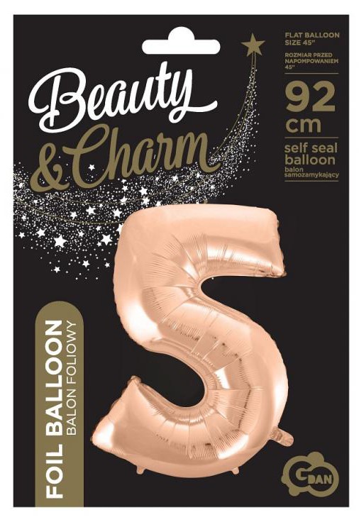 Nummer Rose Gold Folienballon Zahl 5 92 cm