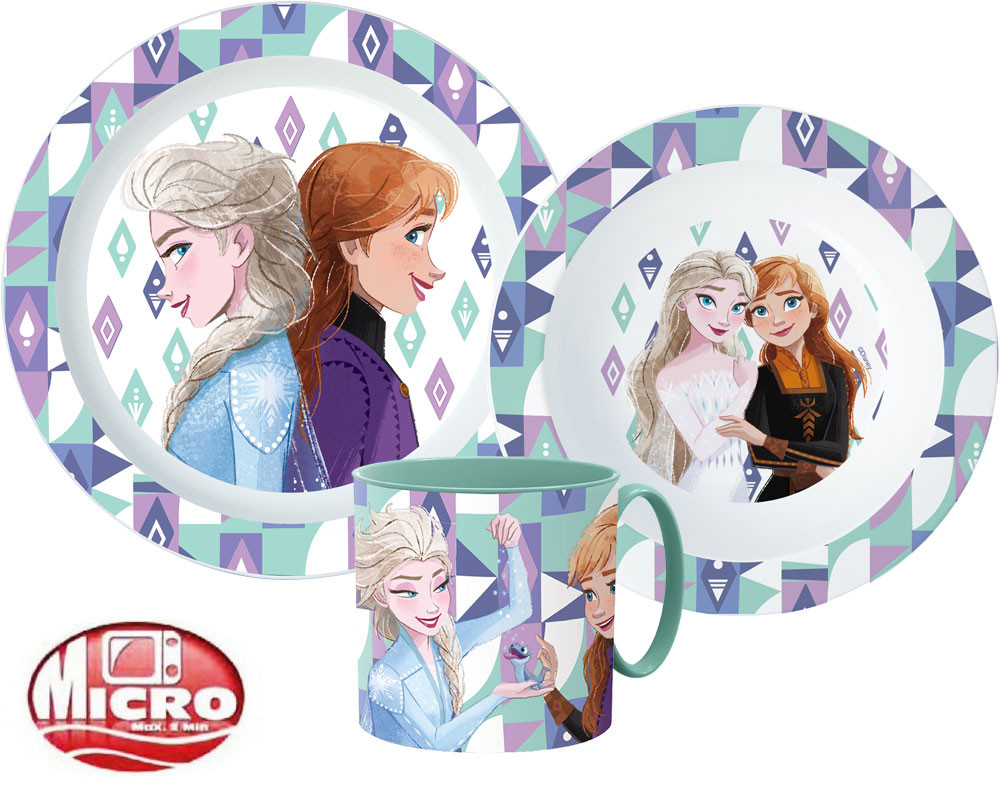 Disney Eiskönigin Ice Magic Geschirrset, Mikroplastik-Set mit einem 265 ml Becher