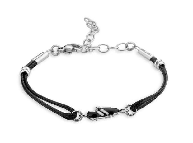 Victoria Schwarzes Fußballarmband in Silberfarbe