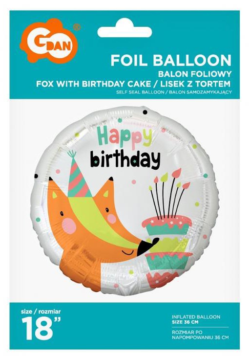 Geburtstag Fox Fuchs Happy Birthday Folienballon 36 cm