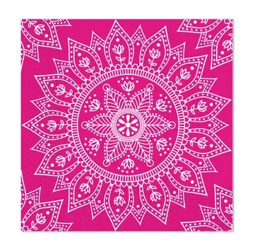 Farbe Fuchsia White Mandala Serviette 20 Stk, 33x33 cm FSC