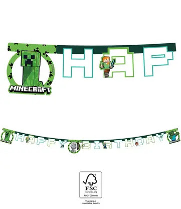 Minecraft Green Happy Birthday Schild FSC 2 m