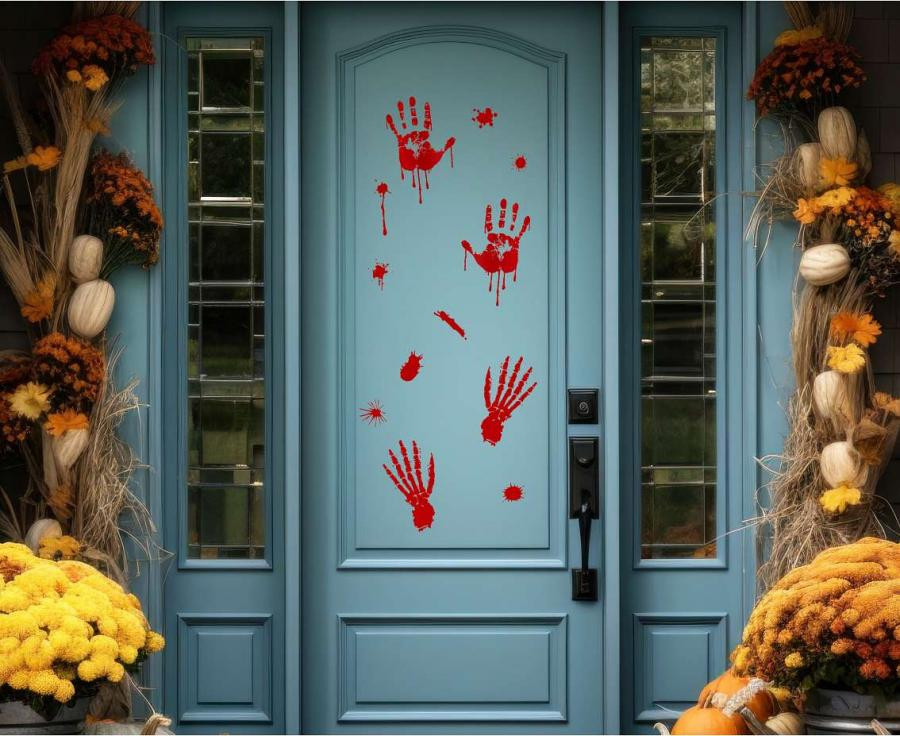 Halloween Bloody Traces Blutige Spuren Fensteraufkleber Set