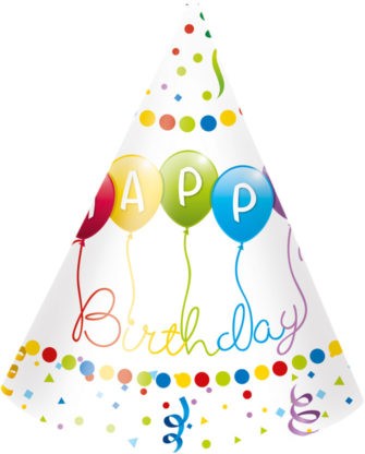 Geburtstag Streamers Happy Birthday Partyhut, Kegel 6 Stk