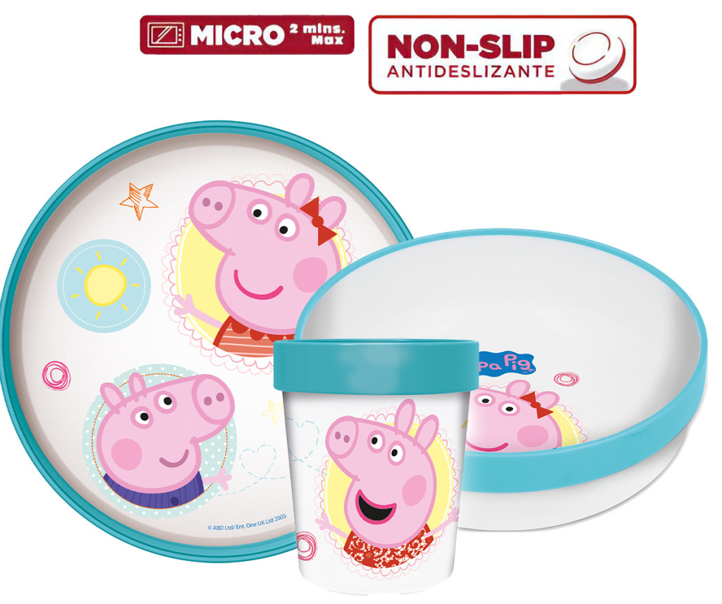 Peppa Wutz Core rutschfestes Geschirrset, Mikro-Kunststoffset