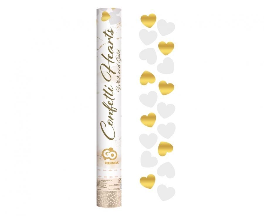 Hochzeit Goldene Weiße Herzen, Herzkonfetti Schießer 40 cm