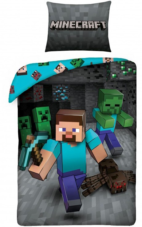 Minecraft Underground Bettwäschebezug Miner 140×200cm, 70×90 cm