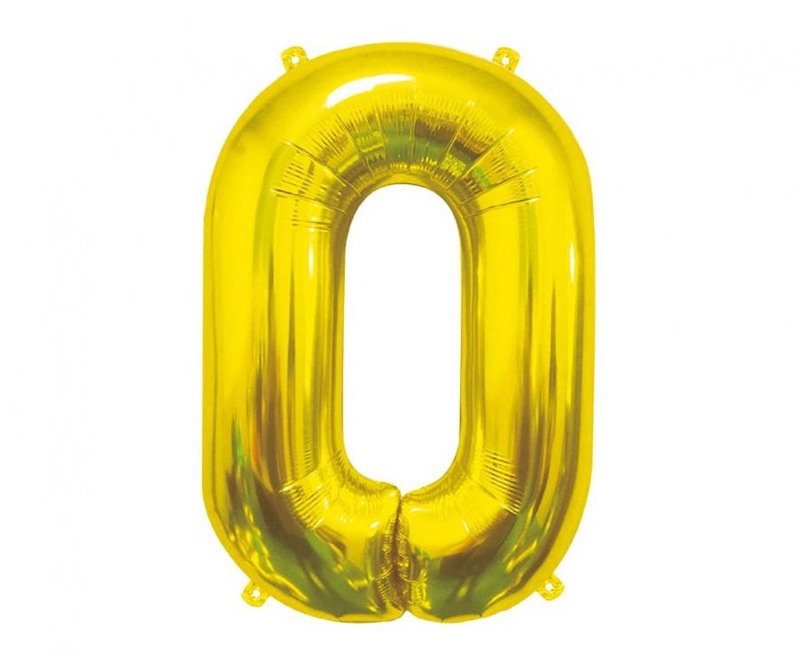Nummer Gold, Goldene Zahl 0 Folienballon 85 cm