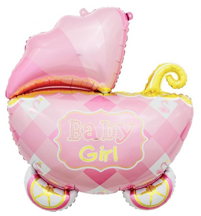 Baby Carriage Pink Rosa Babywagen Folienballon 60 cm