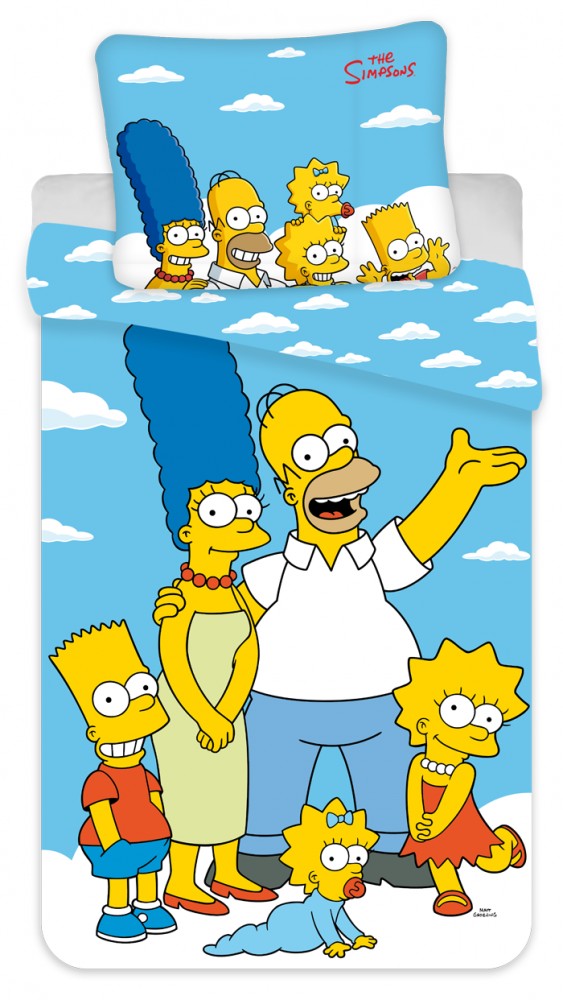 Die Simpsons Clouds Bettwäsche-Set 140×200cm, 70×90 cm