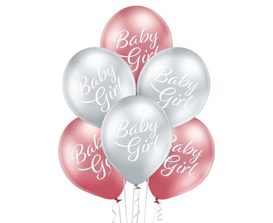 Baby Girl Glossy Ballon, 6 Stk 12 inch (30cm)