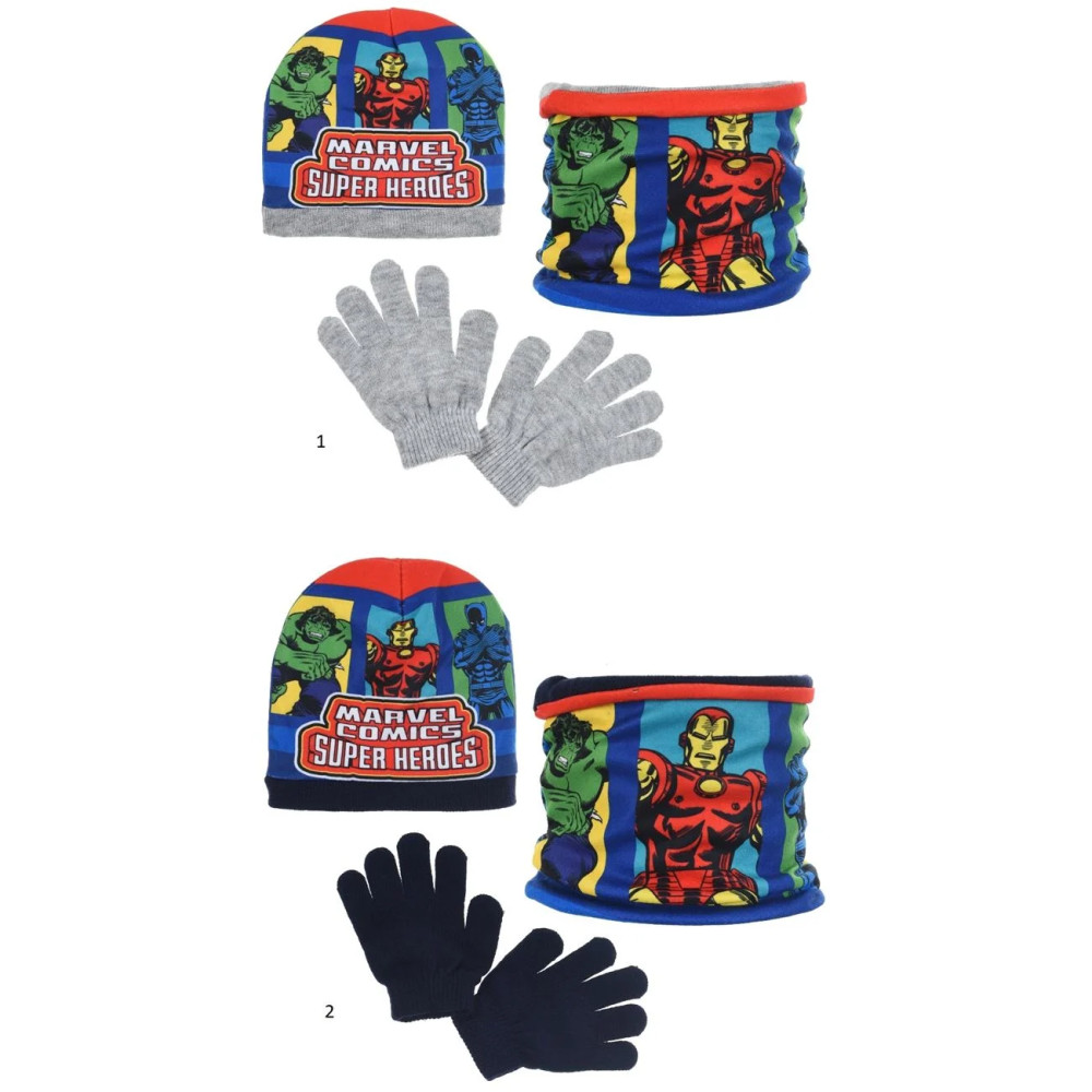 Avengers Kinder Hut + Snood + Handschuh Set