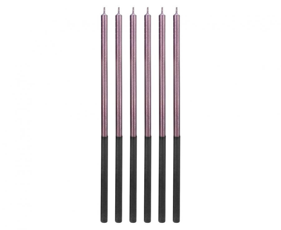 Farbe Platin-Lila, Lila Geburtstagskerze, Kerzenset 6-teilig