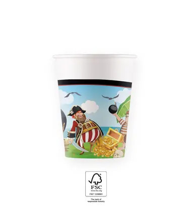 Pirat Island Pappbecher 8 Stück 200 ml FSC