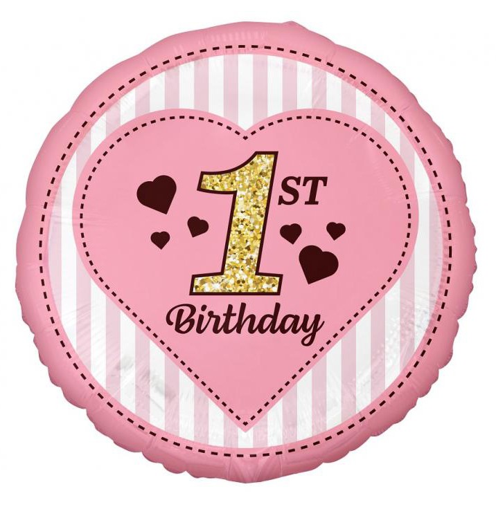 Erster Geburtstag Pink Folienballon 36 cm