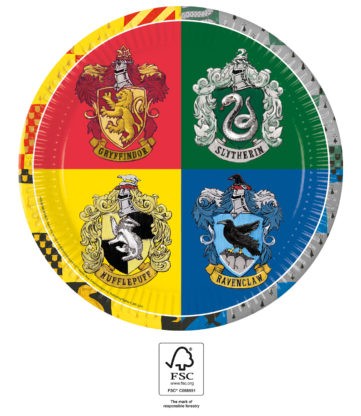 Harry Potter Hogwarts Houses Papierteller 8 Stk 23 cm FSC