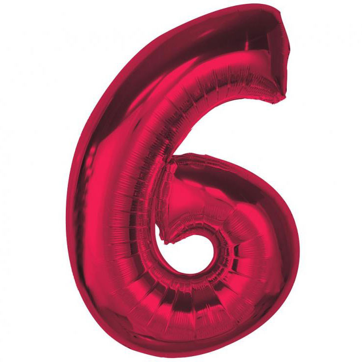 Nummer Red Rote Zahl 6 Folienballon 92 cm