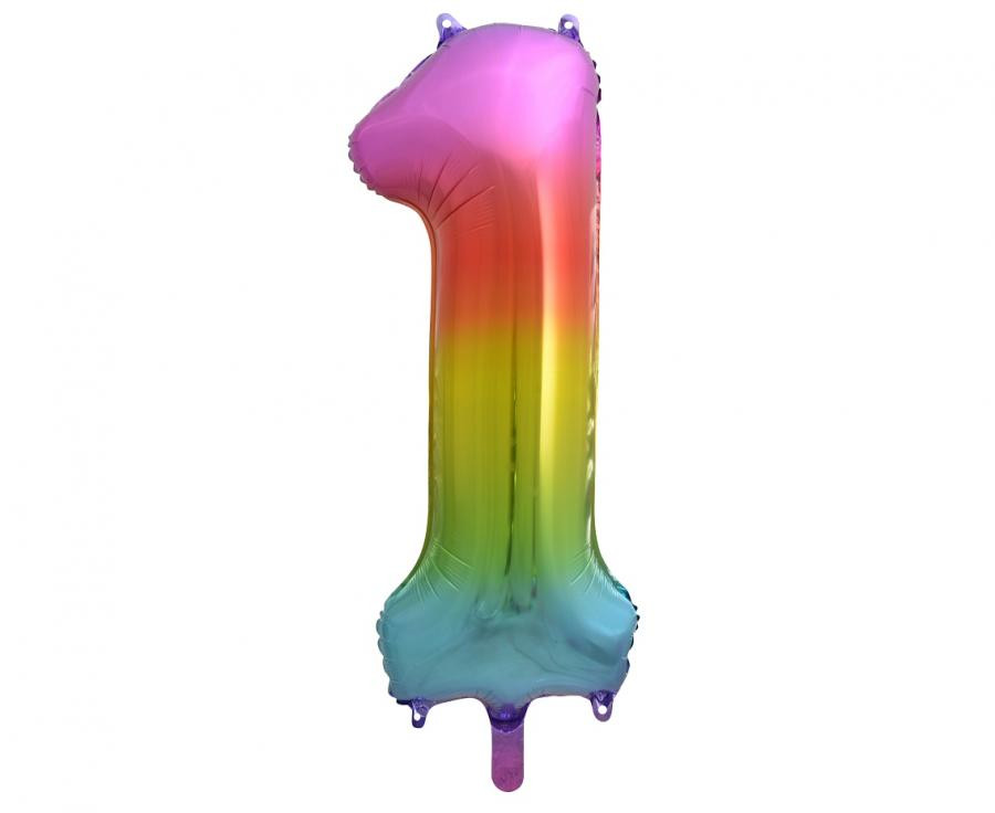 Nummer Rainbow Regenbogen Nummer 1 Folienballon 85 cm