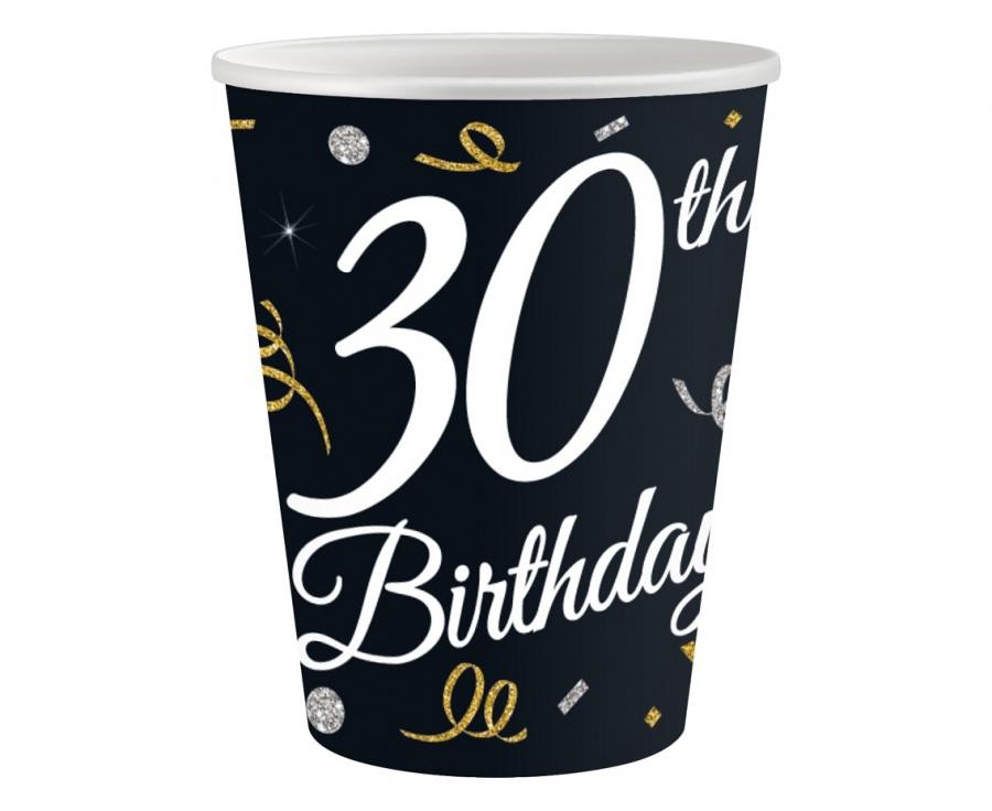 Geburtstag B&C Happy Birthday 30 Papierbecher, 6 Stück, 200 ml