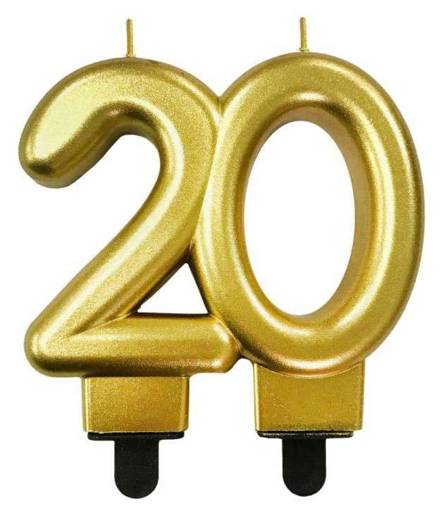 Farbe Gold Goldene Nummer 20 Tortenkerze