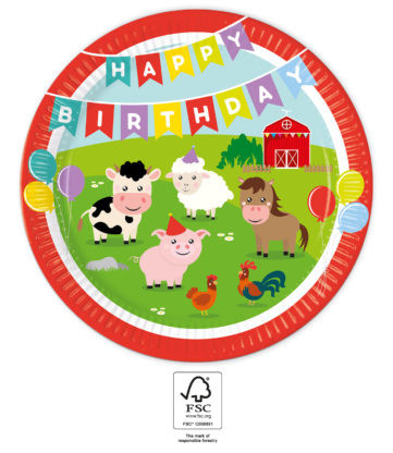 Bauernhof Party Papierteller 8 Stk 23 cm FSC