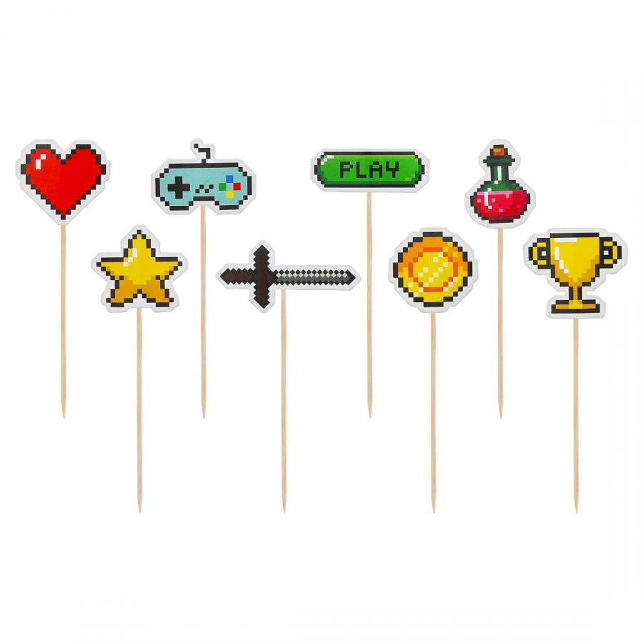 Gamer Game On Dekorative Spielstäbe 8 Stk