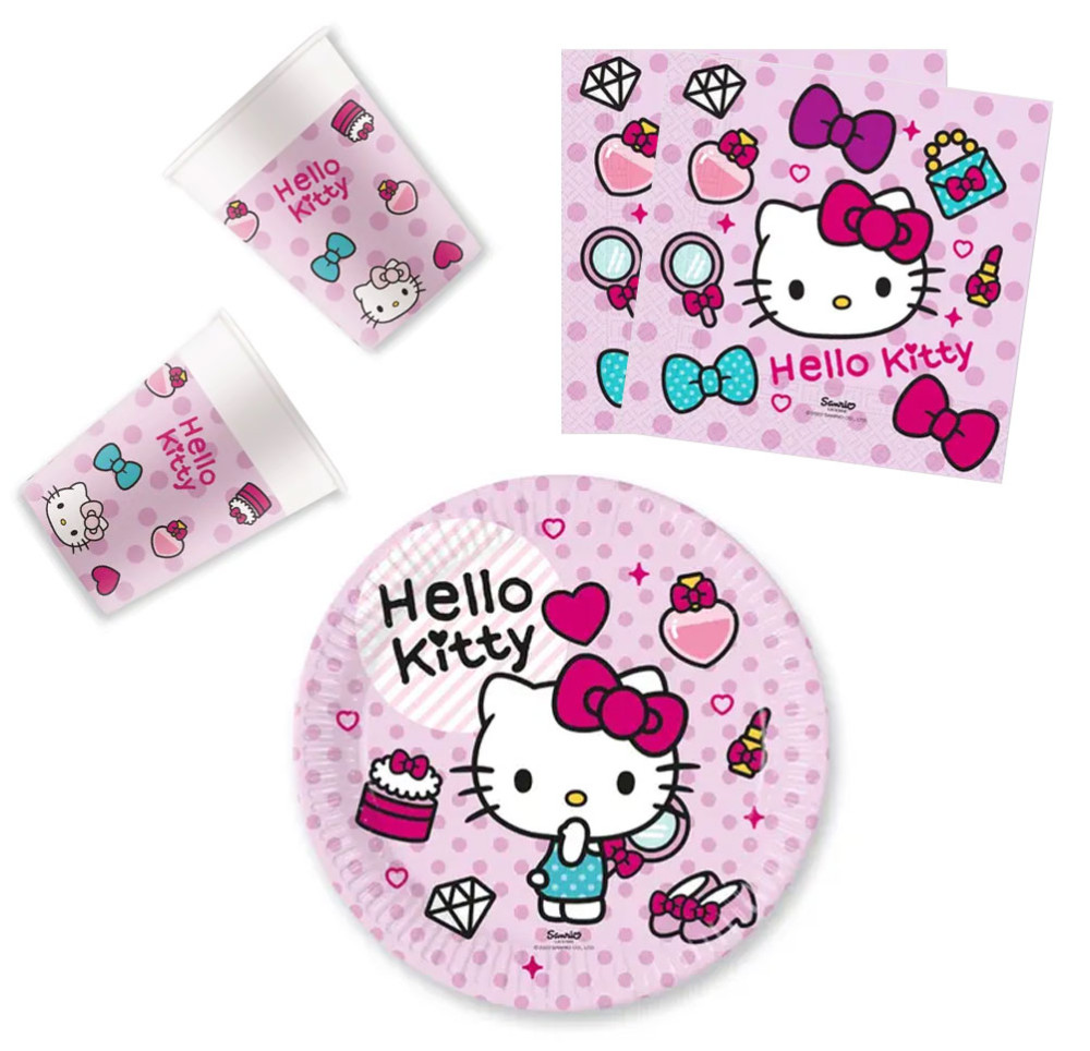Hello Kitty Fashion Party-Set 36-tlg. mit 23 cm Teller Hello Kitty Fashion Party-Set 36-tlg. mit 23 cm Teller