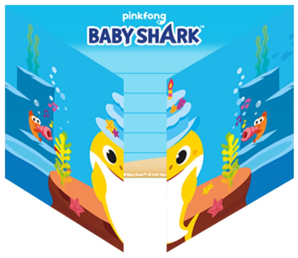 Baby Shark Music Party Einladung 8 Stk